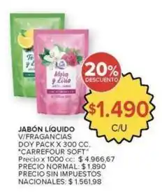 Carrefour Market Mora - jabón líquido v/fragancias doy pack oferta