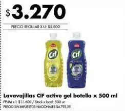 Disco Cif - lavavajillas active gel botella oferta