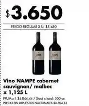 Disco Nampe - vino cabernet sauvignon/ malbec oferta
