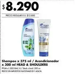 Disco Head & shoulders - shampoo x 375 ml & acondicionador x 300 ml oferta