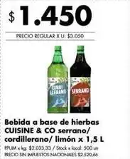 Disco Bebida a base de hierbas serrano/cordillerano/limón oferta