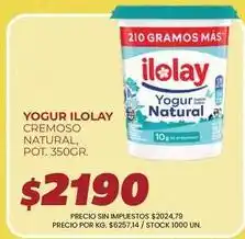 Supermercados Vea Ilolay - yogur natural cremoso oferta