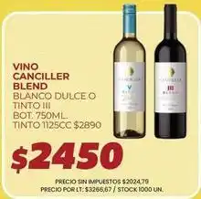 Supermercados Vea Canciller - vino blanco dulce o tinto iii bot. 750ml oferta