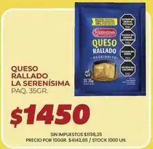 Supermercados Vea La serenísima - queso rallado oferta