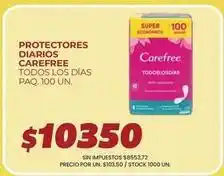 Supermercados Vea Carefree - protectores diarios paq. 100 un oferta