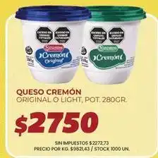 Supermercados Vea Queso cremón original o light oferta