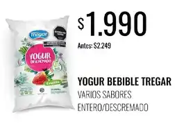 Supermercados Tadicor Tregar yogur bebible varios sabores entero/descremado oferta