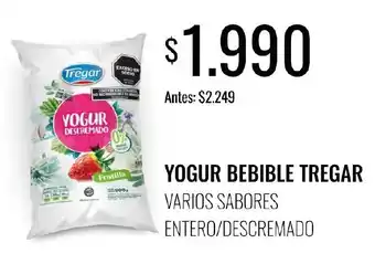 Tregar yogur bebible varios sabores entero/descremado