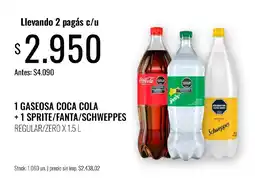 Supermercados Tadicor Coca cola gaseosa + sprite/fanta/schweppes oferta