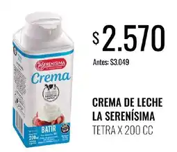 Supermercados Tadicor La serenisima crema de leche oferta