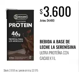 Super MAMI La serenisima bebida a base de leche ultra proteina con cacao oferta