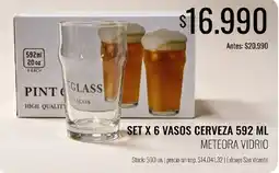 Super MAMI Meteora vidrio set x 6 vasos cerveza 592 ml oferta