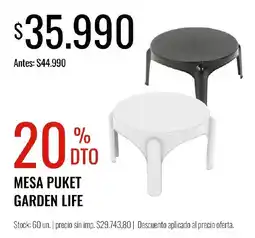 Supermercados Tadicor Garden life mesa puket oferta