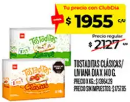 Supermercados DIA Liviana dia tostaditas clasicas oferta