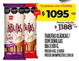 Supermercados DIA Tablitas clásicas con semillas oferta