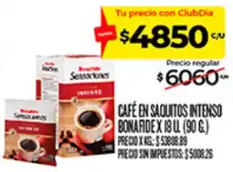 Supermercados DIA Bonafide café en saquitos intenso oferta