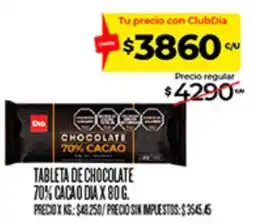 Supermercados DIA Dia tableta de chocolate 70% cacao oferta