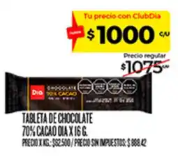 Supermercados DIA Dia tableta de chocolate 70% cacao oferta