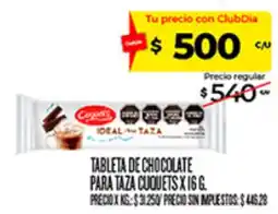 Supermercados DIA Cuquets tableta de chocolate para taza oferta