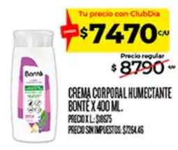 Supermercados DIA Bonte crema corporal humectante oferta