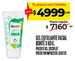 Supermercados DIA Bonté gel exfoliante facial oferta