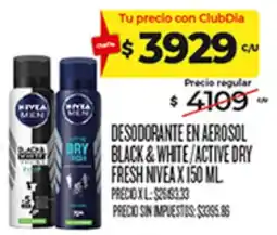 Supermercados DIA Nivea men desodorante en aerosol black & white / active dry fresh nivea x 150 ml oferta