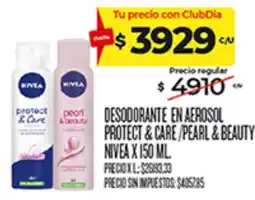Supermercados DIA Nivea desodorante en aerosol protect & care / pearl & beauty oferta