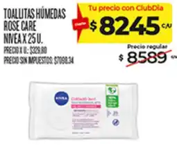 Supermercados DIA Nivea toallitas húmedas rose care oferta