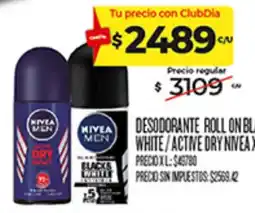 Supermercados DIA Nivea men desodorante roll on black white / active dry nivea x oferta