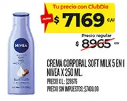 Supermercados DIA Nivea crema corporal soft milk 5 en 1 oferta