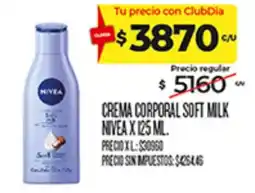 Supermercados DIA Nivea crema corporal soft milk oferta