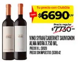 Supermercados DIA Alma mora vino syrah/cabernet sauvignon oferta