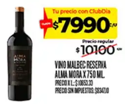 Supermercados DIA Alma mora vino malbec reserva oferta