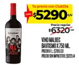 Supermercados DIA M4 vino malbec bautismo oferta