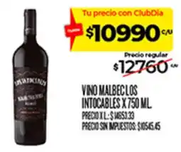 Supermercados DIA Intocables vino malbec los oferta