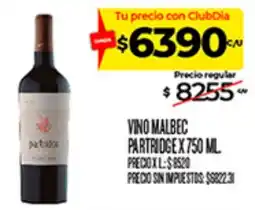 Supermercados DIA Partridge vino malbec oferta