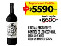 Supermercados DIA Cordero vino malbec con piel de lobo oferta