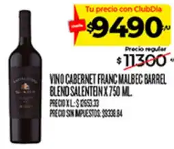 Supermercados DIA Salentein vino cabernet franc malbec barrel blend oferta