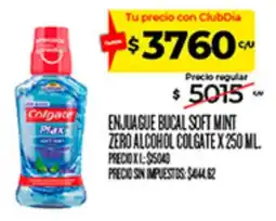 Supermercados DIA Colgate enjuague bucal soft mint oferta