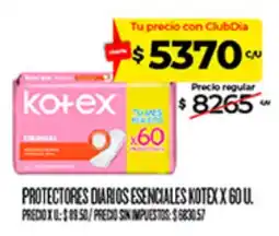 Supermercados DIA Kotex protectores diarios esenciales oferta