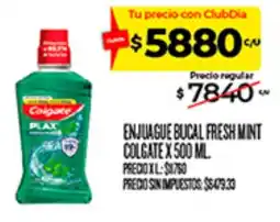 Supermercados DIA Colgate enjuague bucal fresh mint oferta
