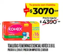 Supermercados DIA Kotex toallitas femeninas esencial oferta