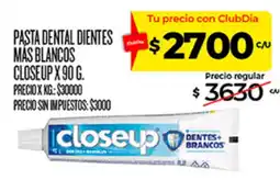 Supermercados DIA Closeup pasta dental dientes más blancos oferta