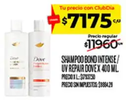 Supermercados DIA Dove shampoo bond intense / uv repair oferta