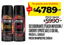 Supermercados DIA Axe desodorante peach infusion / cherry spritz axe oferta