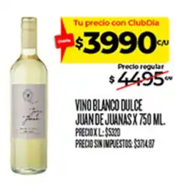 Supermercados DIA Juan de juanas vino blanco dulce oferta