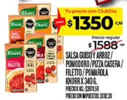 Supermercados DIA Knorr salsa guiso y arroz / pomodoro / pizza casera / filetto / pomarola oferta