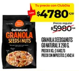 Supermercados DIA GoNatural granola seeds&nuts oferta