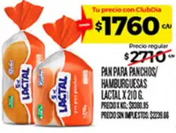 Supermercados DIA Lactal pan para panchos/ hamburguesas oferta
