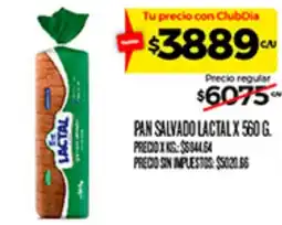 Supermercados DIA Lactal pan salvado oferta